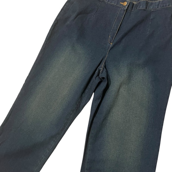 Sandro Sportswear Hi-Rise Wide Leg Cropped Jeans Mock Cuff Grommet Hem, Sz 1X - Picture 7 of 15